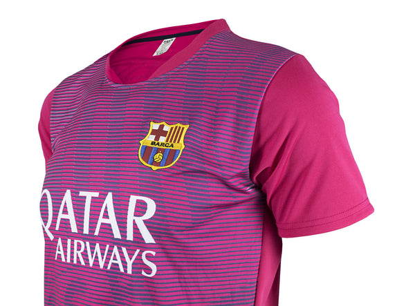 Pink Barcelona Short Sleeve Soccer Jersey (0977)
