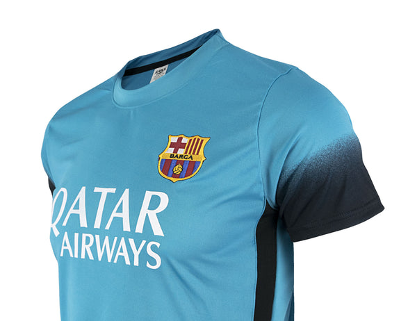 Turquoise-Barcelona Short Sleeve Messi Soccer Jersey (0856)