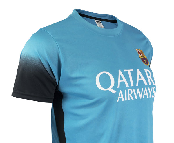 Turquoise-Barcelona Short Sleeve Messi Soccer Jersey (0856)