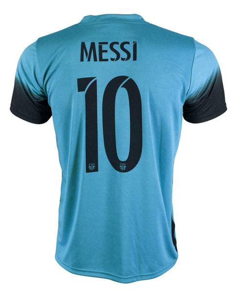 Turquoise-Barcelona Short Sleeve Messi Soccer Jersey (0856)