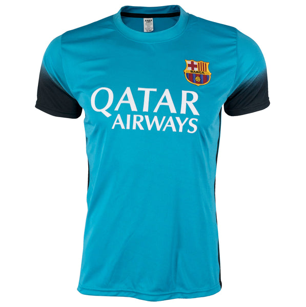 Turquoise-Barcelona Short Sleeve Messi Soccer Jersey (0856)